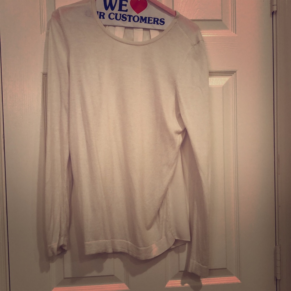 Ann Taylor mixed media cream sweater